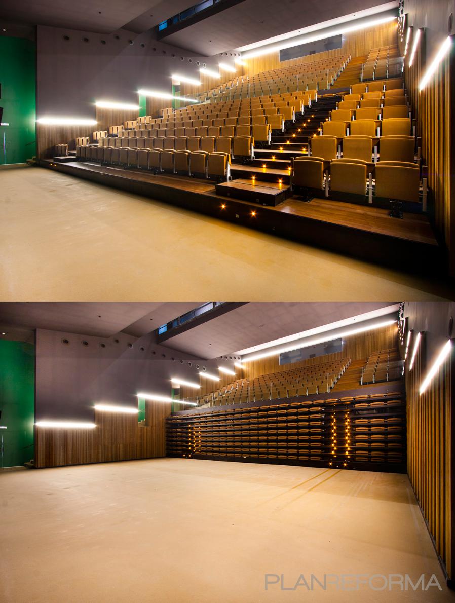 Sala de musica, Sala de conferencias Estilo contemporaneo Color marron, verde, blanco, gris, gris  diseñado por B01 arquitectes | Arquitecto 