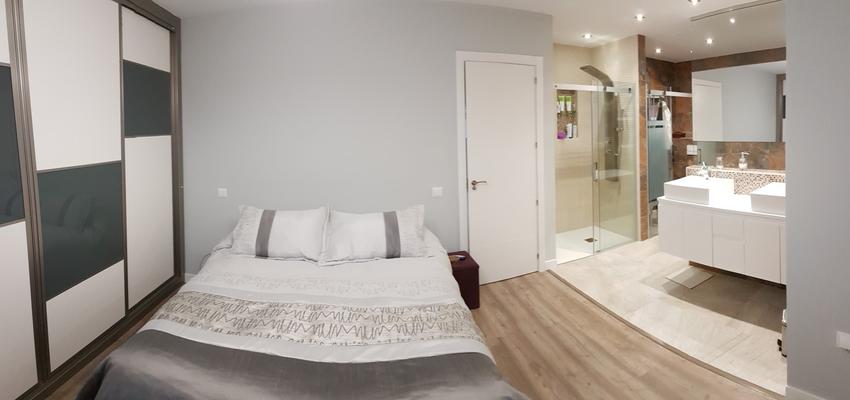 Baño, Dormitorio Estilo contemporaneo Color beige, blanco  diseñado por ViviendaSana | Gremio | Copyright Vivienda Sana