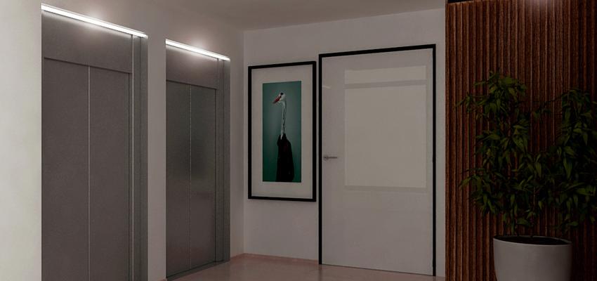 Vestibulo Estilo contemporaneo Color turquesa, marron, gris  diseñado por Enrique Canellas | Gremio | Copyright Enrique Canellas