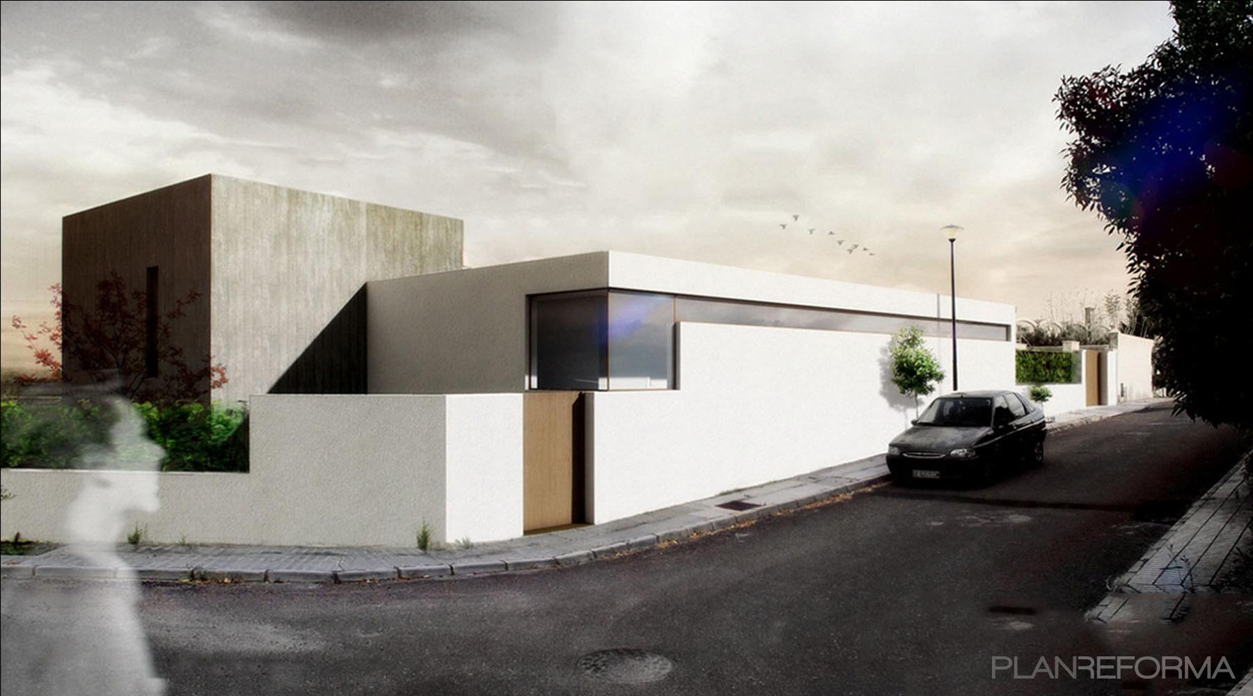 Exterior color marron, blanco, gris, gris  diseñado por jstconst | Gremio 