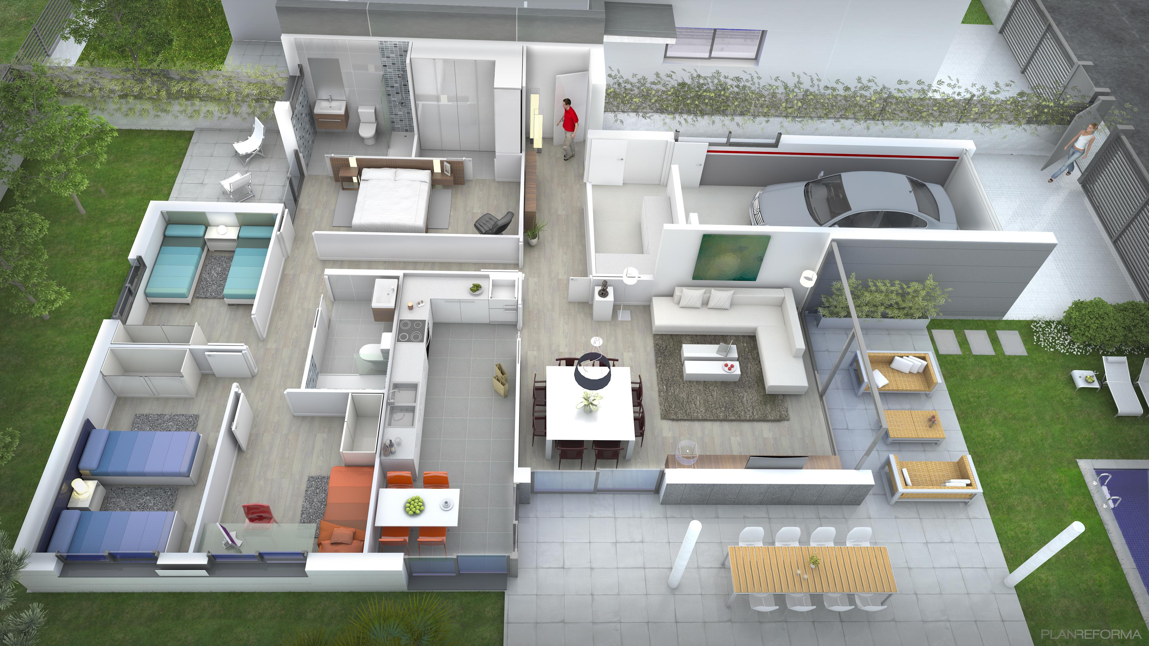 Dormitorio, Comedor, Cocina style contemporaneo color blanco, gris, gris  diseñado por ANNABEL FERRAN FUERTES | Arquitecto 