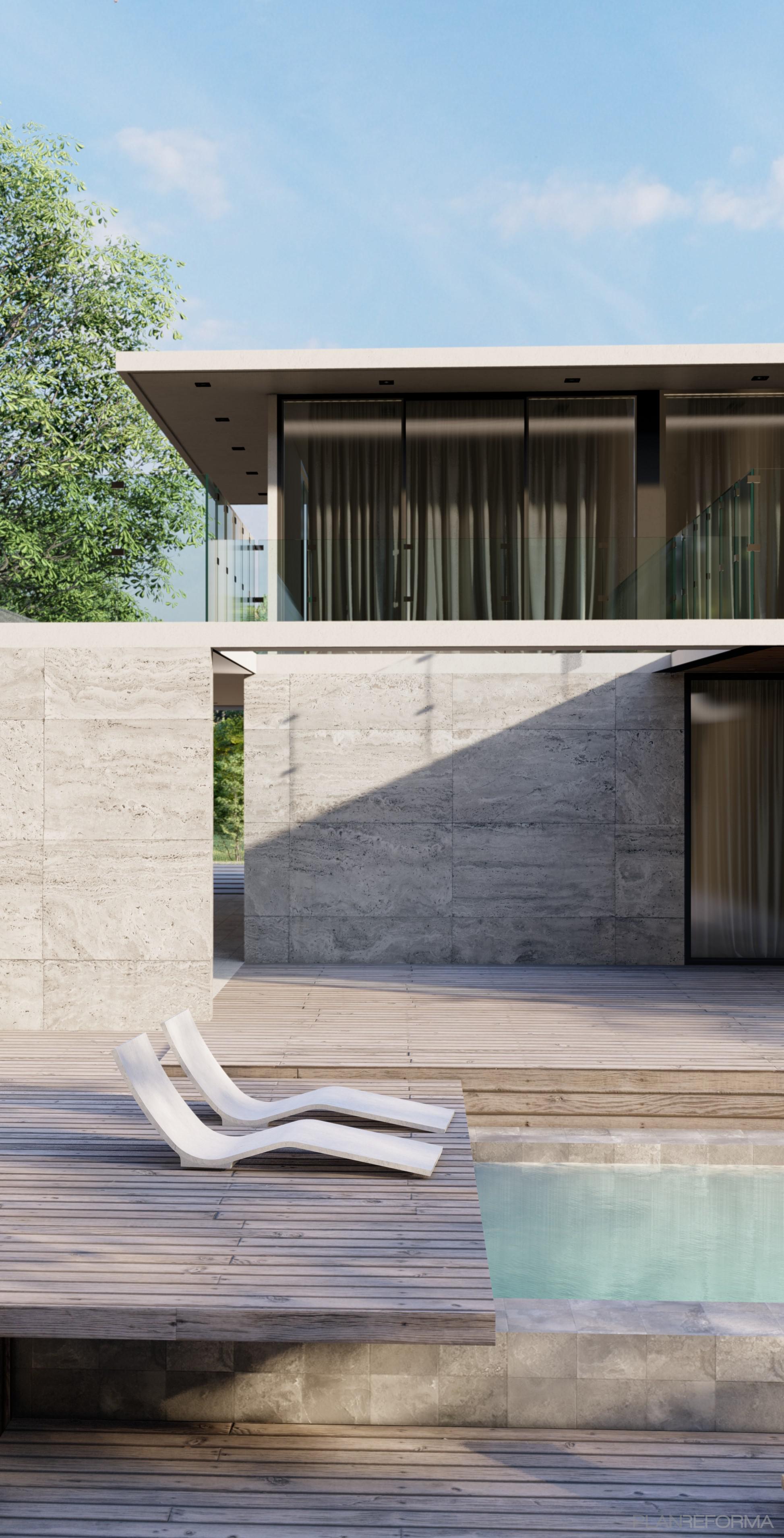 Patio, Exterior, Galería Estilo moderno Color marron  diseñado por Atlantico Arqs | Arquitecto | Copyright CASA EN TEPOZTLAN MEXICO /ATLANTICOARQS