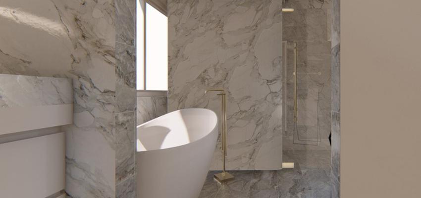 Baño, Vestidor, Recibidor Estilo moderno Color gris  diseñado por Atlantico Arqs | Arquitecto | Copyright Reforma Casa en Bosque Real / estado de mexico/ mexico // atlantico arqs