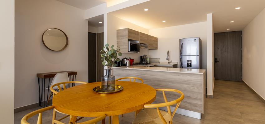 Baño, Comedor, Cocina Estilo moderno Color marron, blanco, gris  diseñado por Atlantico Arqs | Arquitecto | Copyright Deco interiores neuchatel / mexico/atlanticoarqs