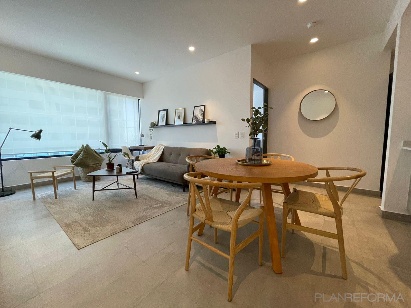 Baño, Comedor, Cocina Estilo moderno Color marron, beige, marron  diseñado por Atlantico Arqs | Arquitecto | Copyright decoracion  Depto Neuchatel / polanco/ atlanticoarqs