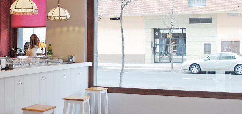 Cafeteria style moderno color rosa, beige, gris  diseñado por interior03 | Interiorista 