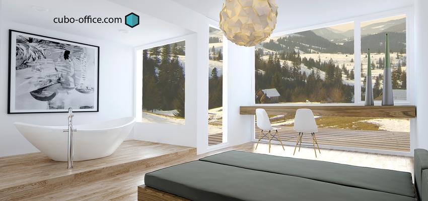 Hotel style contemporaneo color marron, blanco, gris  diseñado por CUBO Arquitectura y Diseño | Arquitecto | Copyright cubo-office.com