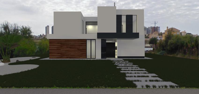 Exterior Estilo moderno Color marron, blanco, negro  diseñado por JOSE MARIA MARIÑOSO PASCUAL -Arquitecto | Arquitecto | Copyright Jose María Mariñoso Pascual