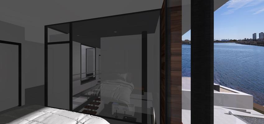 Dormitorio, Terraza Estilo moderno Color azul oscuro, blanco, gris  diseñado por JOSE MARIA MARIÑOSO PASCUAL -Arquitecto | Arquitecto | Copyright Jose María Mariñoso Pascual