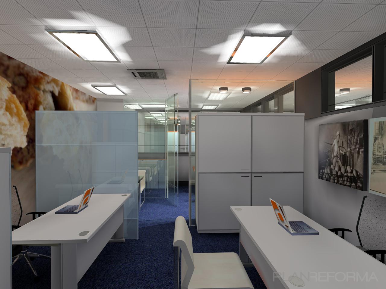 Oficina Estilo moderno Color azul oscuro, gris, gris  diseñado por DEDISEÑO interiorismo | Gremio | Copyright Dediseño interiorismo