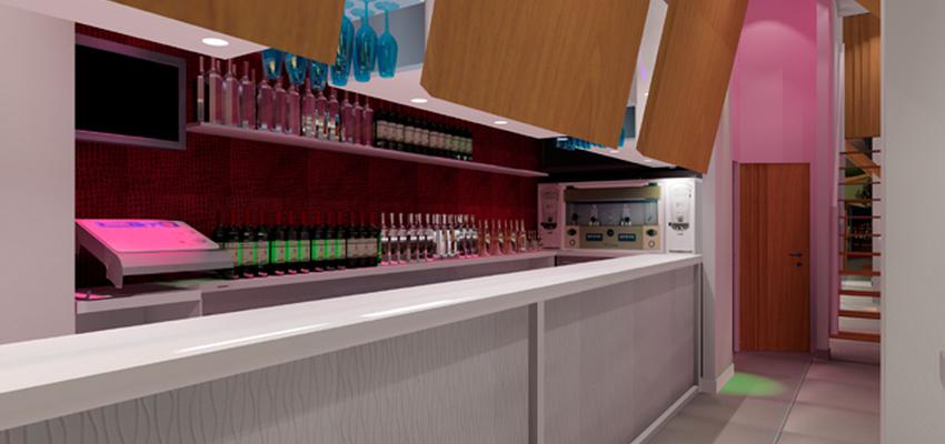 Cafeteria Estilo vanguardista Color blanco, gris, bronce  diseñado por DEDISEÑO interiorismo | Gremio | Copyright Dediseño interiorismo