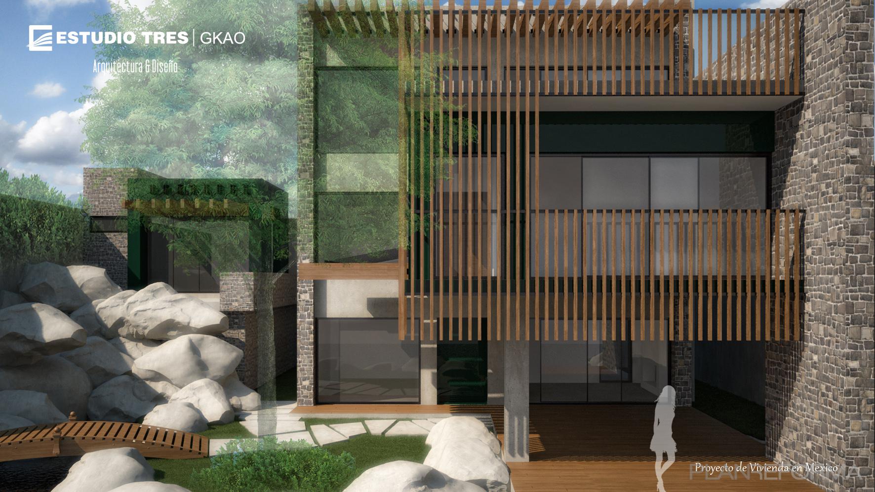 Exterior style moderno color marron, marron, blanco, gris, gris  diseñado por Estudio 3 Galdakao | Arquitecto | Copyright Proyecto propio