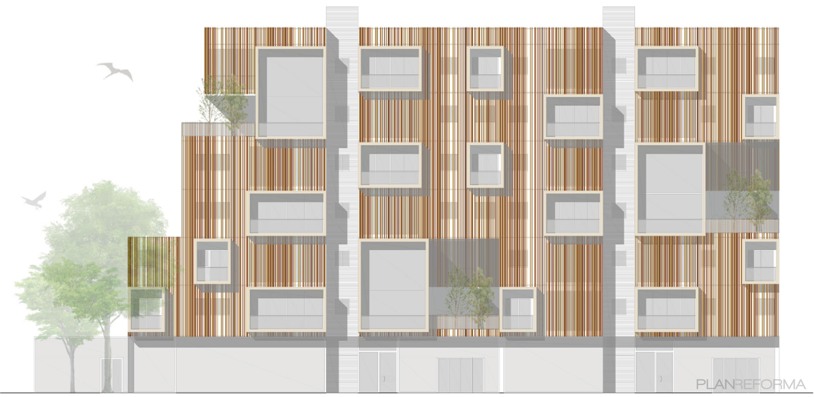 Exterior Estilo moderno Color marron, beige, marron, blanco, gris, gris  diseñado por Pedro Bernal Martínez | Arquitecto 