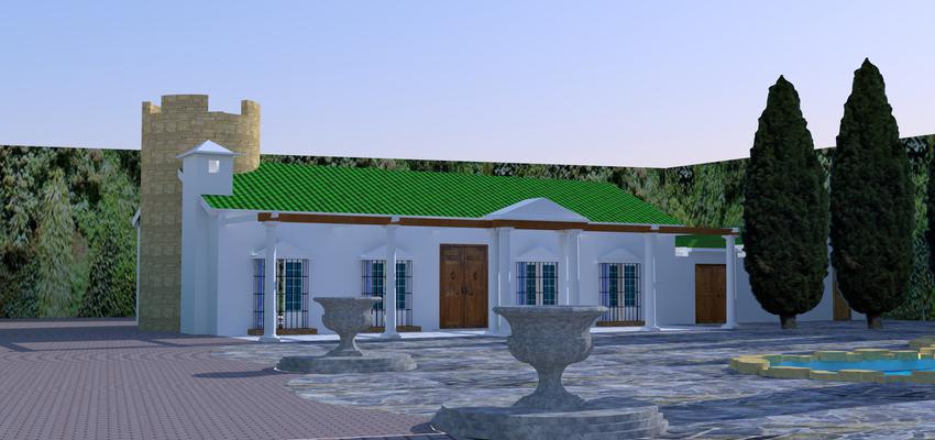 Exterior, Jardin style tradicional color verde, marron, blanco, gris  diseñado por EE | Interiorista | Copyright SOY PROPIETARIA DE LA IMAGEN