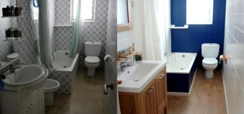 Baño Estilo tradicional Color marron, azul, marron, blanco, gris, gris  diseñado por Reformas y Servicios Marius | Gremio | Copyright Reformas y Servicios Marius