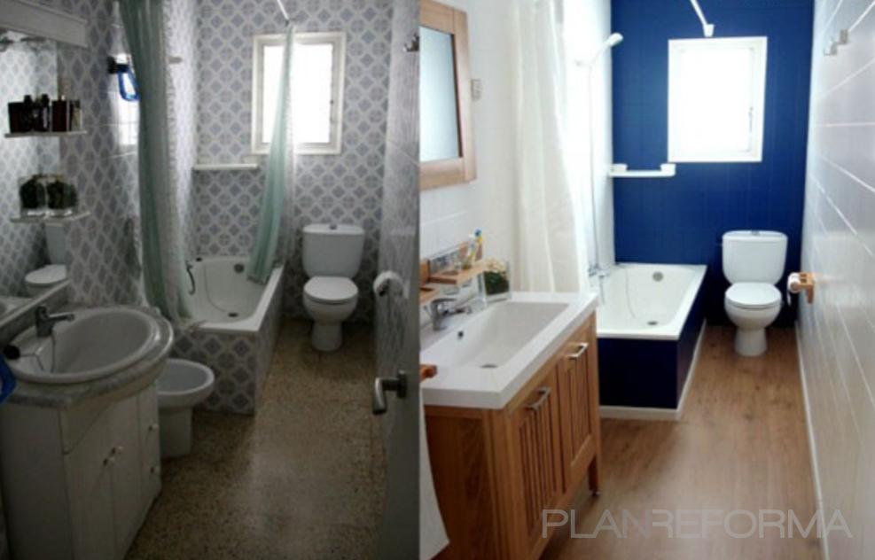 Baño Estilo tradicional Color marron, azul, marron, blanco, gris, gris