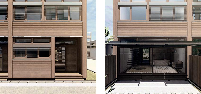 Exterior style moderno color marron, gris, gris  diseñado por AROOM ARQUITECTES | Arquitecto 
