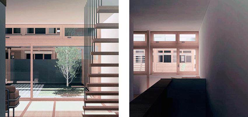 Escalera style moderno color marron, blanco  diseñado por AROOM ARQUITECTES | Arquitecto 