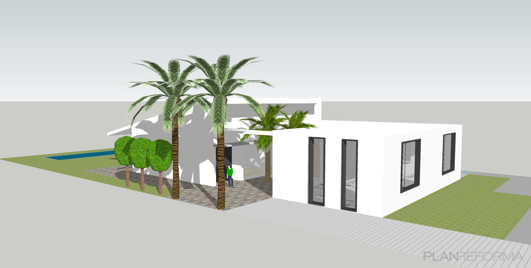 Exterior style moderno color verde, gris, plateado  diseñado por ARI+E arquitectos | Arquitecto | Copyright YO SOY LA PROPIEDAD