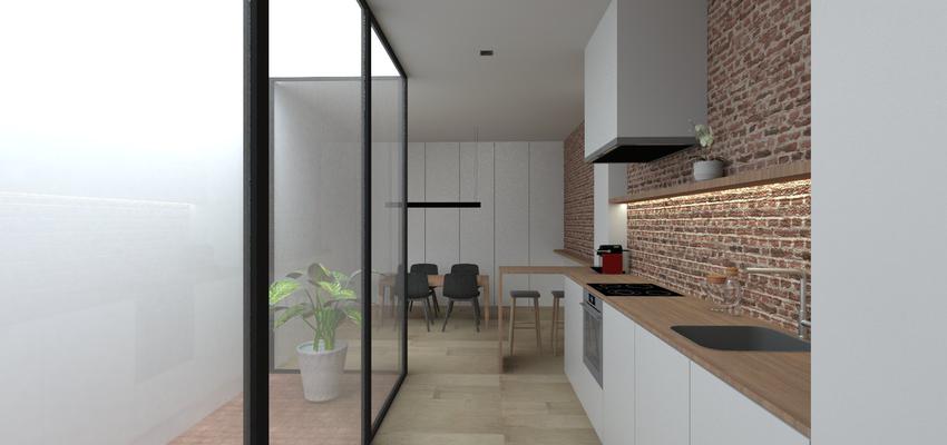 Comedor, Cocina, Patio Estilo moderno Color rosa, marron, gris  diseñado por atelier512 | Gremio 