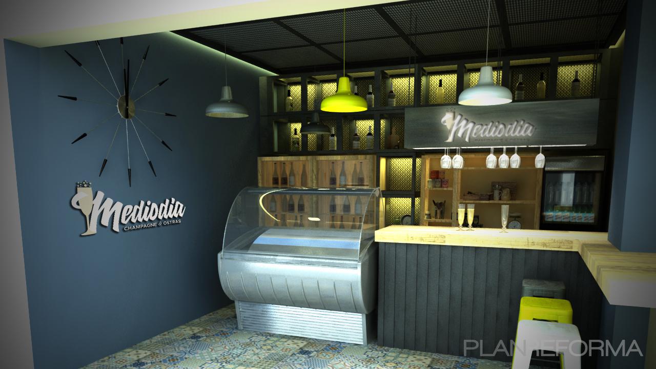 Bar Estilo vintage Color azul oscuro, gris, dorado  diseñado por Arquiox Idea | Arquitecto 