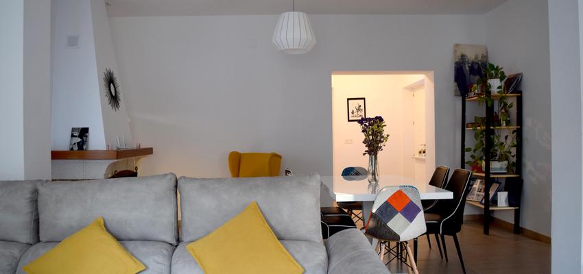 Comedor, Salon Estilo contemporaneo Color amarillo, gris, dorado  diseñado por Arquiox Idea | Arquitecto 