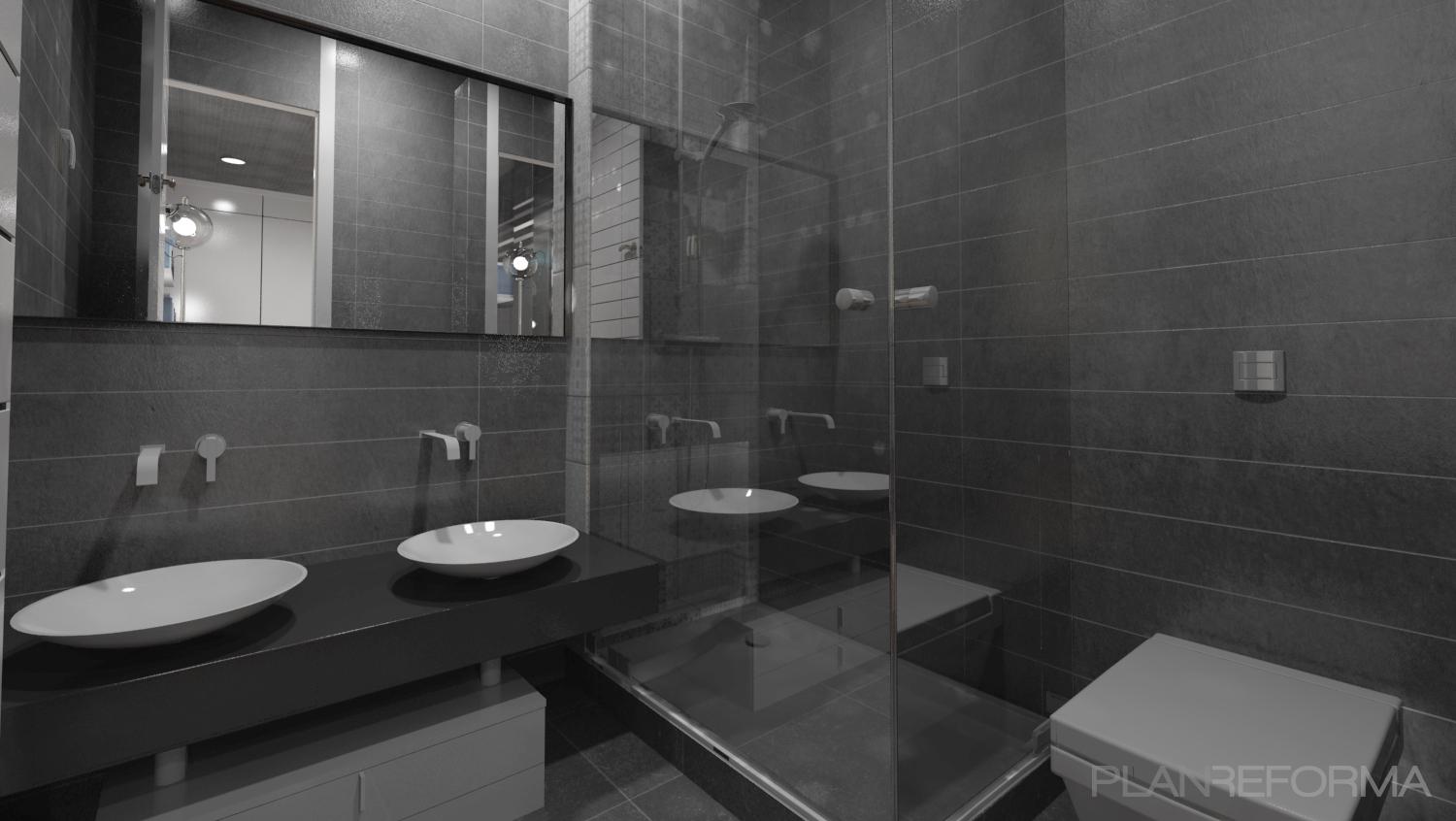 Baño Estilo moderno Color gris, gris, negro  diseñado por Arquiox Idea | Arquitecto 