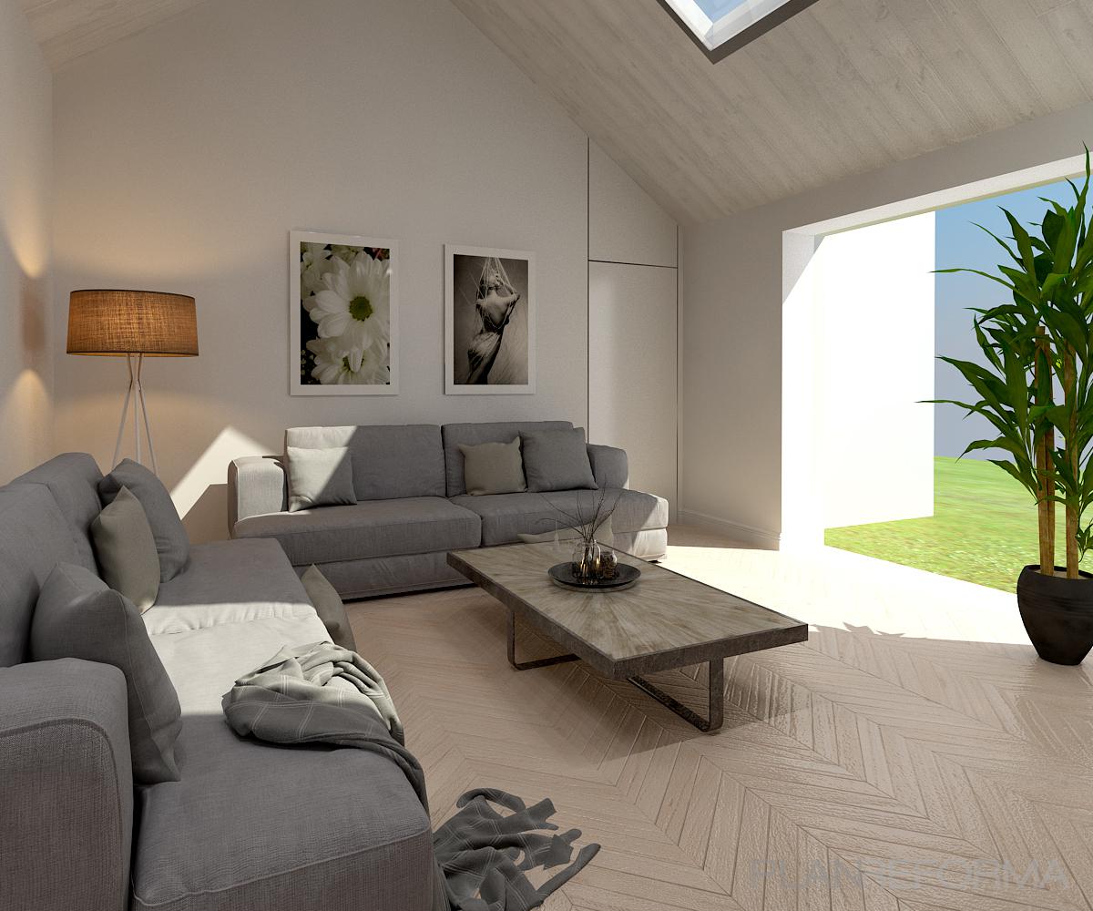 Salon Estilo contemporaneo Color blanco  diseñado por Arquiox Idea | Arquitecto 