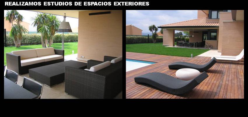 Piscina, Porche, Exterior, Jardin style moderno color marron, gris  diseñado por Virginia | Interiorista 