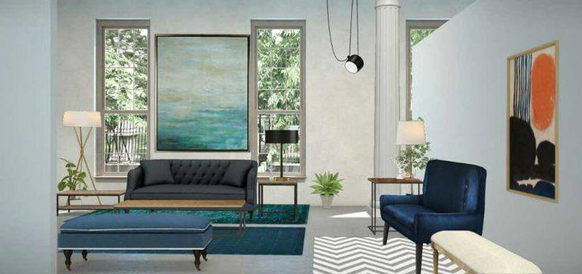 Salon Estilo vanguardista Color turquesa, azul oscuro, bronce  diseñado por Paula Blanc | Interiorista | Copyright Blanc Interiores