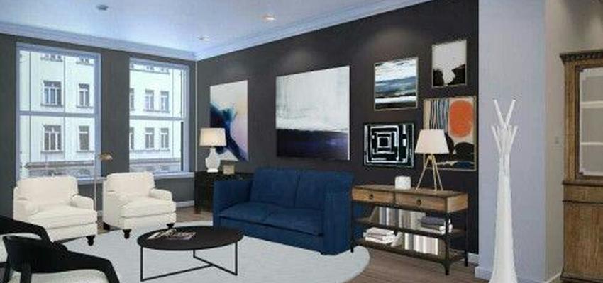 Salon Estilo contemporaneo Color azul oscuro, beige, negro  diseñado por Paula Blanc | Interiorista | Copyright Blanc Interiores