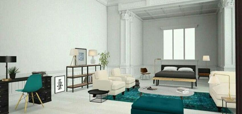 Dormitorio, Estudio, Loft Estilo vanguardista Color turquesa, beige, negro  diseñado por Paula Blanc | Interiorista | Copyright Blanc Interiores