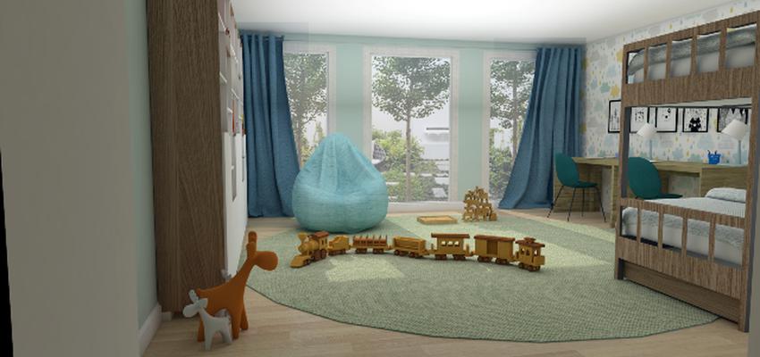 Dormitorio, Niños Estilo moderno Color amarillo, verde, turquesa  diseñado por Estudio Lota | Interiorista | Copyright Estudio Lota