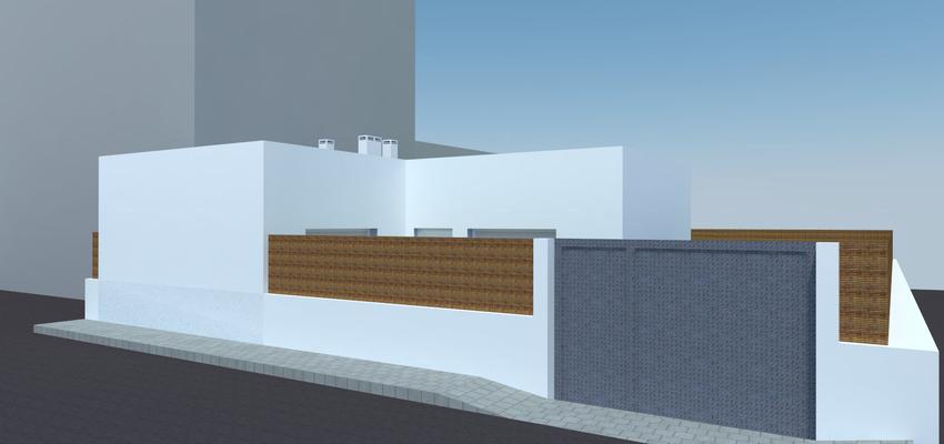 Exterior style moderno color marron, blanco, gris  diseñado por Pedro Bestard | Arquitecto | Copyright Pedro Bestard