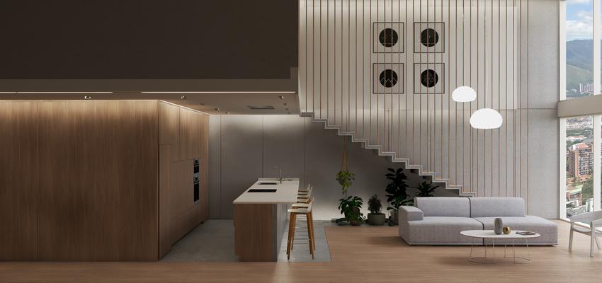 Loft Estilo moderno Color beige, bronce  diseñado por Tito Andrade | Interiorista | Copyright 4 elementos - Interiorismo & Arquitectura