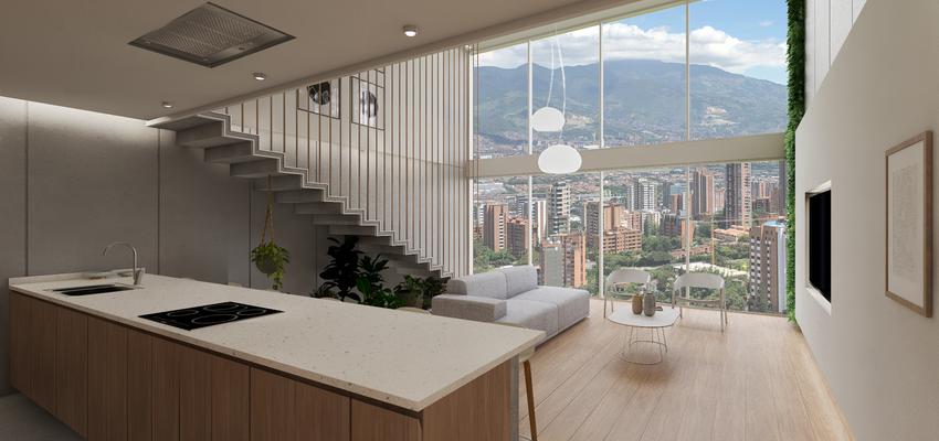 Cocina Estilo moderno Color beige, gris, plateado  diseñado por Tito Andrade | Interiorista | Copyright 4 elementos - Interiorismo & Arquitectura