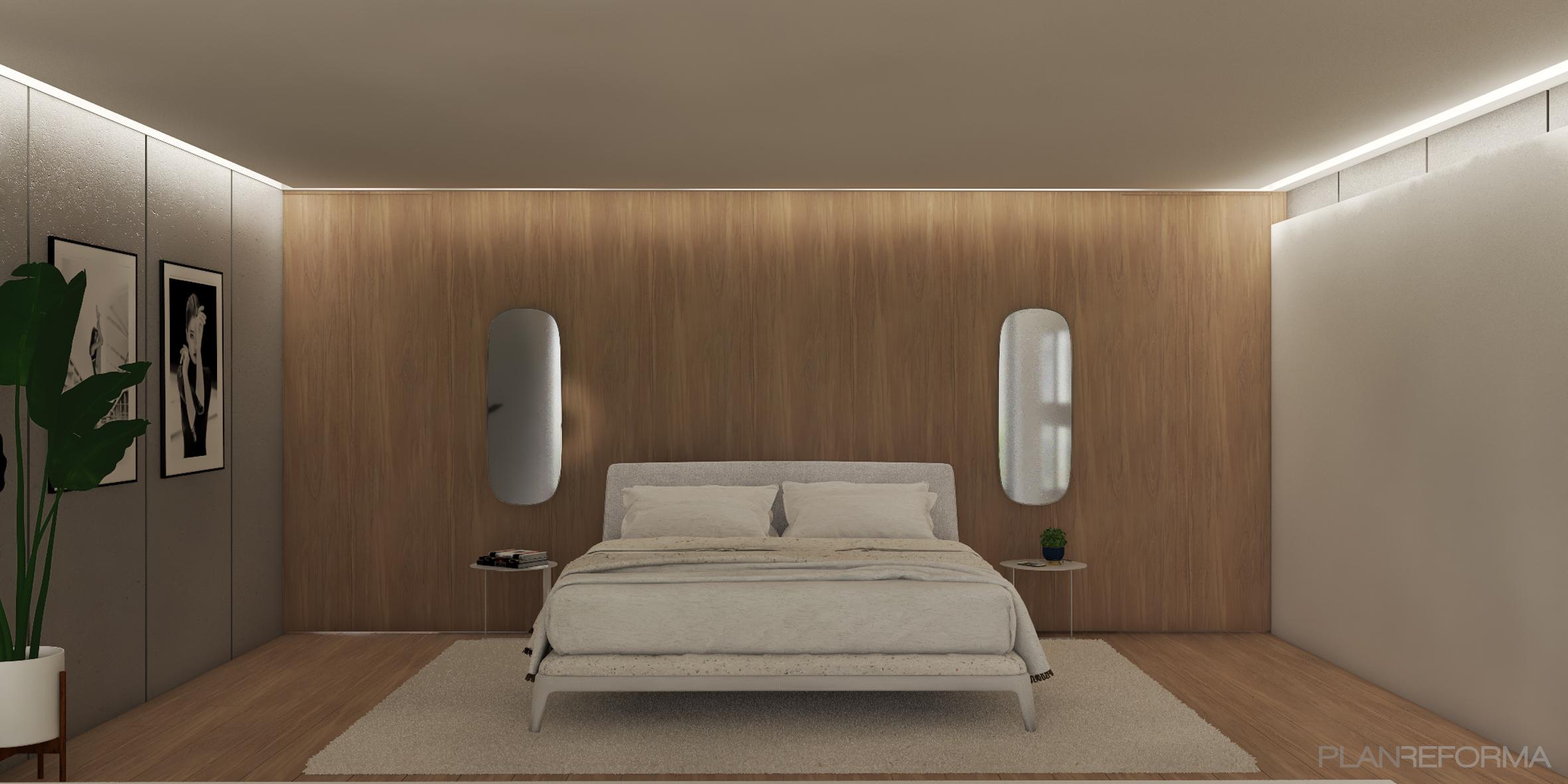 Dormitorio Estilo moderno Color marron, beige, plateado  diseñado por Tito Andrade | Interiorista | Copyright 4 elementos - Interiorismo & Arquitectura