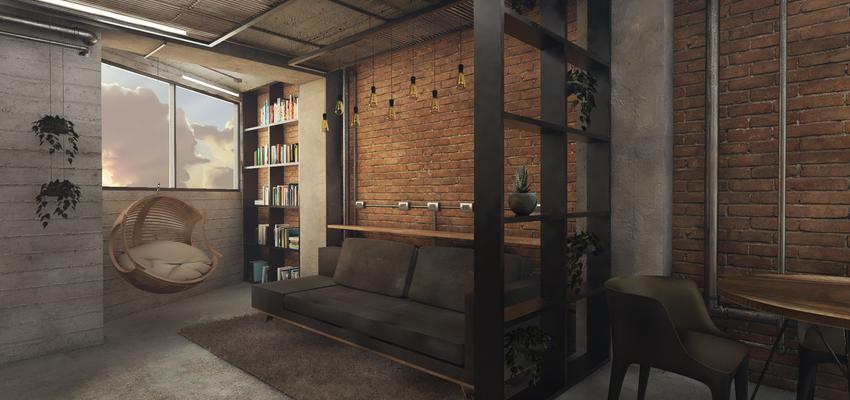 Salon Estilo rustico Color marron, gris, negro  diseñado por Tito Andrade | Interiorista | Copyright 4 elementos - Interiorismo & Arquitectura
