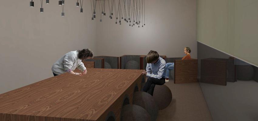 Estudio Estilo moderno Color beige  diseñado por Ainhoa Pagola | Arquitecto Técnico | Copyright Biblioteca Orona PF-04