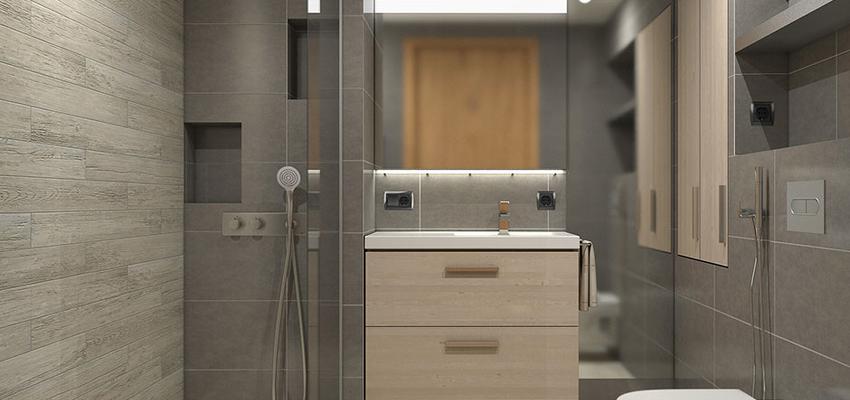Baño style moderno color beige, blanco, gris  diseñado por XTe Interiorismo | Arquitecto Técnico 