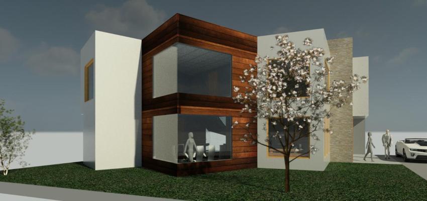 Patio, Exterior, Jardin Estilo contemporaneo Color marron, blanco  diseñado por Christian Jairo Hernandez Hernandez | Ingeniero | Copyright Diseño realizado con softaware de Autodesk, Revit Christian Jairo Hernandez