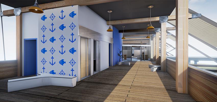 Terraza Estilo contemporaneo Color azul, marron, blanco  diseñado por extraMURS Arquitectura | Arquitecto 