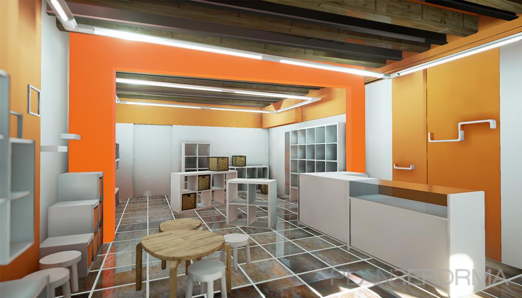 Tienda Estilo contemporaneo Color ocre, blanco  diseñado por extraMURS Arquitectura | Arquitecto 