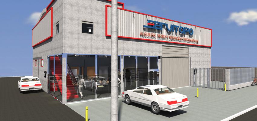 Garaje, Exterior style contemporaneo color rojo, azul, gris  diseñado por Kenzia | Interiorista 