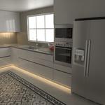 Cocina Estilo moderno Color beige, blanco, gris