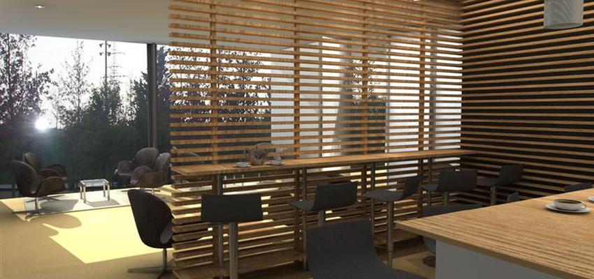 Restaurante, Cafeteria style vanguardista color ocre  diseñado por sandrabt.com | Interiorista | Copyright Si