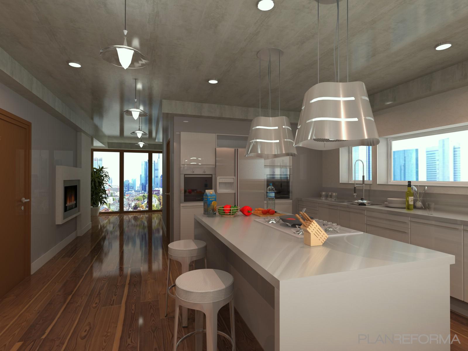 Cocina style moderno color marron, blanco, plateado  diseñado por David Abad | Interiorista 