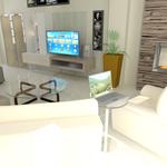 Salon style contemporaneo color beige, marron, marron, blanco, gris