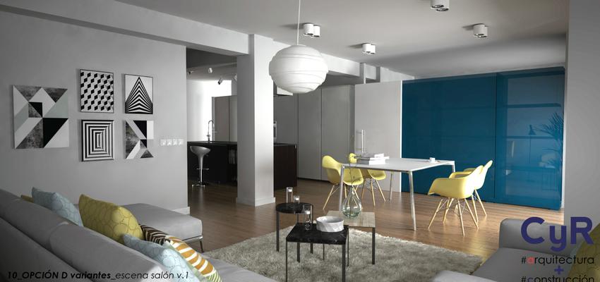 Salon Estilo contemporaneo Color azul  diseñado por CyR Arquitectura+Construcción | Gremio 