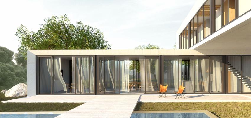 Comedor, Terraza, Cocina, Exterior, Jardin Estilo moderno Color verde, marron, beige, marron, blanco  diseñado por POA Estudio | Arquitecto | Copyright POA Estudio